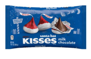 XMAS - Hershey Kisses Santa Hats Milk Chocolate Laydown Bag - 10.1oz (286g) x 1 Bag