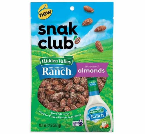 US - Snak Club - Hidden Valley Ranch - Almonds Peg Bag 2.5oz (71g) x 6 units