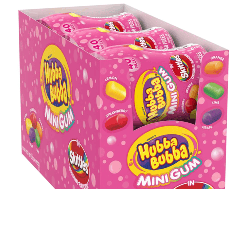 US - HUBBA BUBBA - SKITTLES Rainbow FLAVOURS Gum Bottle 40 PCS X 6 BOTTLES