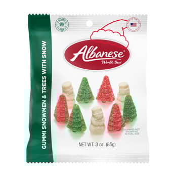 Xmas - Albanese Gummi Snowmen & Trees Peg Bag -  3oz(85g) x 12 Units