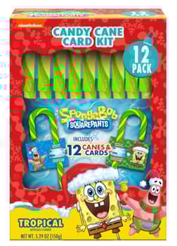 Xmas - Flix Spongebob 12PK Tropical Candy Cane & Card Box - 5.29oz (150g) x 12