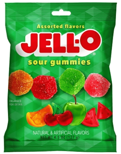 Brazil - Jell-O Gummie Sour Cubes 4.5 oz (127g) x 12 Bags