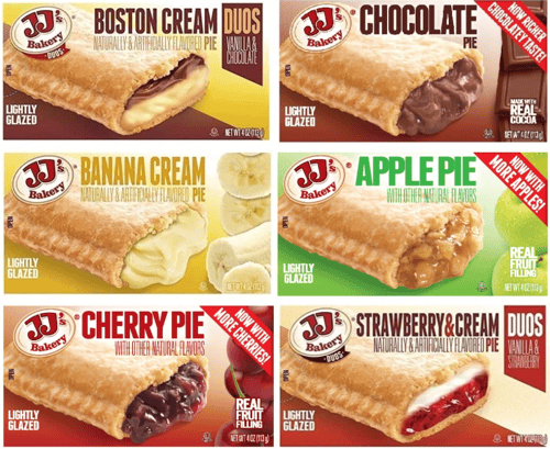 JJ Bakery Cream Pie Variety Pack 4oz (113g) x 6 units (Includes 6 flavors: Boston Cream, Banana Cream, Chocolate, Strawberry Cream, Apple and Cherry)