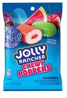 US - JOLLY RANCHER CHEWY POPPERS - Original Flavors Peg Bag 6.2oz (176g) x 12 Units