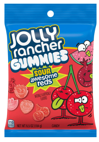 US - JOLLY RANCHER GUMMIES - SOUR AWESOME REDS BAG - 6.5OZ (184G) X 12 UNITS