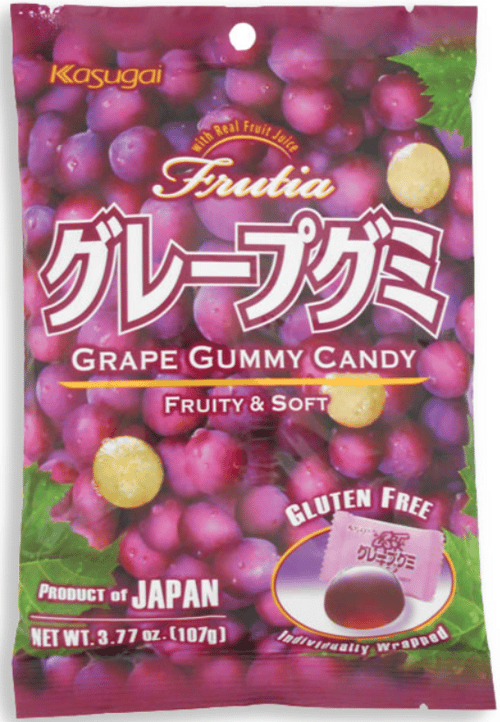 Japan - KASUGAI -  GRAPE GUMMY PEG BAG 3.77oz (107g) x 24 Units