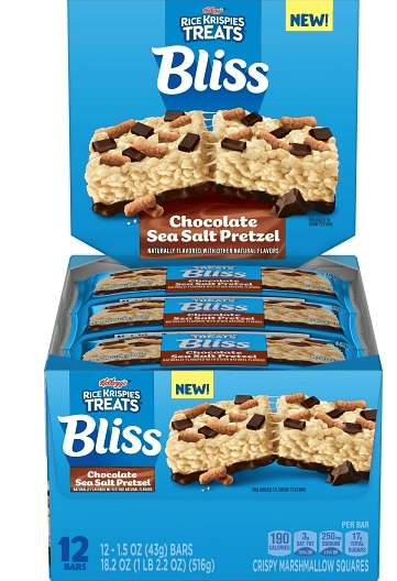 US - Kelloggs Rice Krispies Bliss - Chocolate Sea Salt Pretzel 1.5oz (43g) x 12 Units