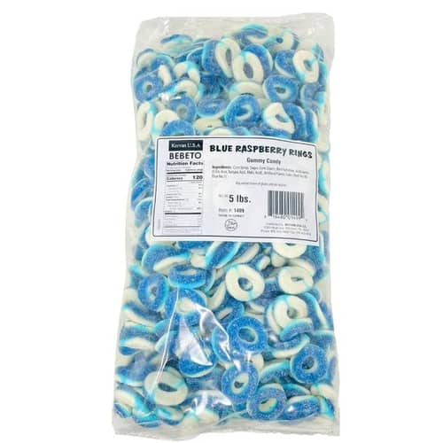 Bulk Kervan Gummy Blue Raspberry Rings 5lb (2.27kg) X 1 Bag