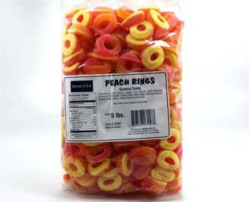 Bulk Kervan Gummy Peach Rings 5lb (2.27kg) X 1 Bag