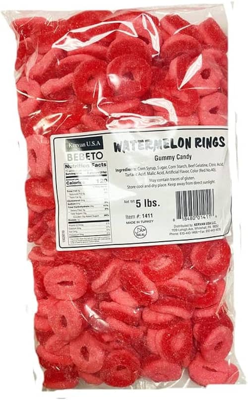 Bulk Kervan Gummy Watermelon Rings 5lb (2.27kg) X 1 Bag