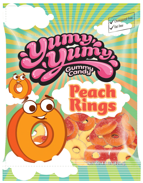 (S3-01) Turkey - Kervan Yumy Yumy - Peach Rings - Peg 4.5oz (128g) x 12 units