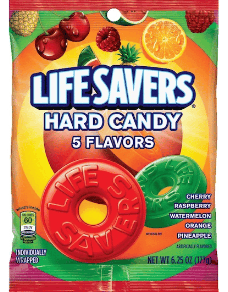 US - Peg Bag - Lifesavers - 5 Flavor Hard Candy - 6.25oz (177g)  x 12 Units