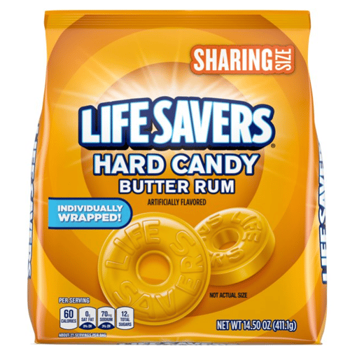 US - CASE - Lifesavers Butter Rum - Sharing Size Bag 14.5 oz (411g) x 4 unit