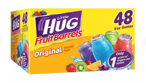 Beverage - Little Hug - Original Fruit Barrels Variety Pack 8 fl oz (236ml) x 48 Units (12 Units each of Fruit punch,Blue Raspberry,Kiwi Strawberry and Grape)  (Buyer is responsible if drinks may leak during shipping and weather)