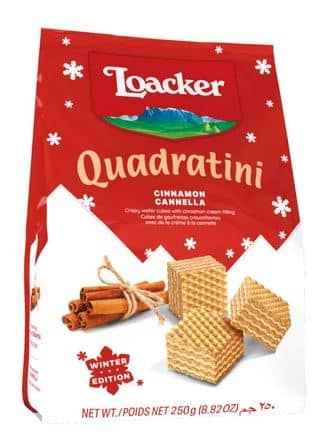 US - Loacker Quadratini Cinnamon 250g x 6 Units (Best Before Feb 2026)