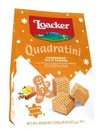 US - Loacker Quadratini Gingerbread 250g x 6 Units (Best Before Feb 2026)