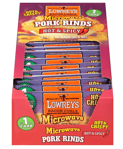Us -Lowreys Microwave Pork Rinds - Hot & Spicy 1.75oz (49g) x 18 units