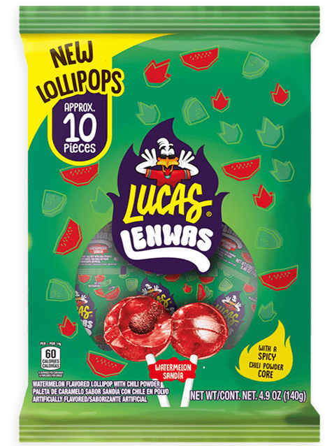 LUCAS - LENWAS - SANDIA (WATERMELON) LOLLIPOPS 4.9oz (140g) x 6 units