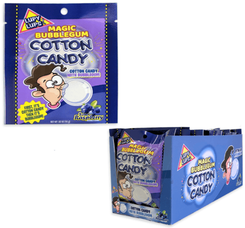 Mexico - LUPY LUPS MAGIC BUBBLEGUM COTTON CANDY - SOUR RASPBERRY 0.52oz (15g) x 12 units