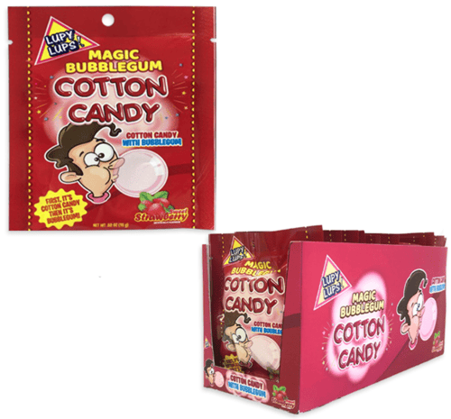 Mexico - LUPY LUPS MAGIC BUBBLEGUM COTTON CANDY - SWEET STRAWBERRY 0.52oz (15g) x 12 units