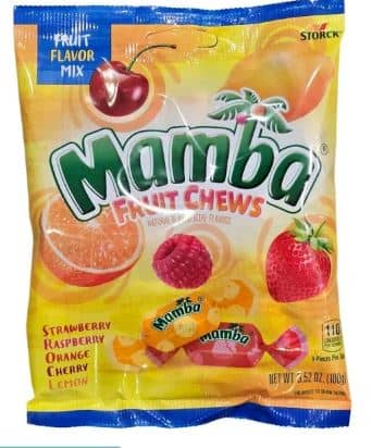 GERMANY - Mamba Fruit Chews Peg Bag - 3.52oz(100g) x 12 Units