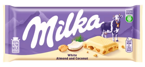 KRAFT Milka - White, Almond and Coconut 90g x 22 units