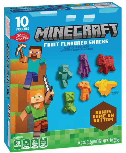 Single - Betty Crocker - Minecraft Fruit Snacks 10-PK 0.8oz (22.6g) x 1 unit (Boxes with minor damage due to shipping)