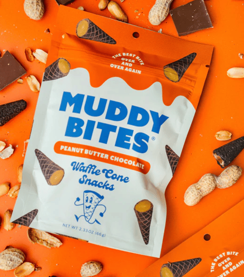 US - Waffle Cone -Muddy Bites - Peanut Butter Chocolate  2.33oz (66g) x12 bags