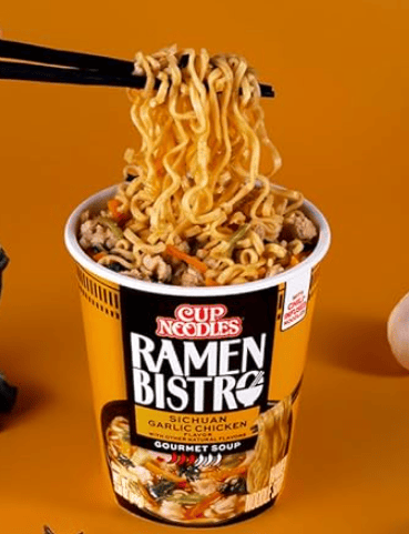 US - Nissin Cup Noodles - RAMEN BISTRO Noodles - Sichuan Garlic Chicken Flavor 3.1 oz (88g) x 6 Units