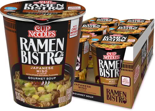 US - Nissin Cup Noodles - RAMEN BISTRO Noodles - JAPANESE MISO Flavor 3.1 oz (88g) x 6 Units
