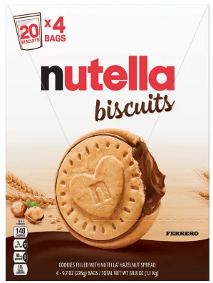 Nutella Biscuits 9.7oz (276g) x 4 Bags ( 20 Biscuits in one Bag )