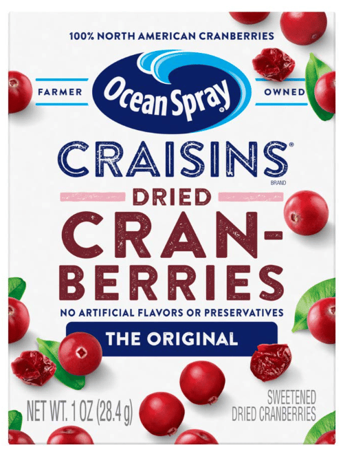 (S1-09) Ocean Spray Craisins - Dried Cranberries - Original 1OZ (28.4g) x 6 units