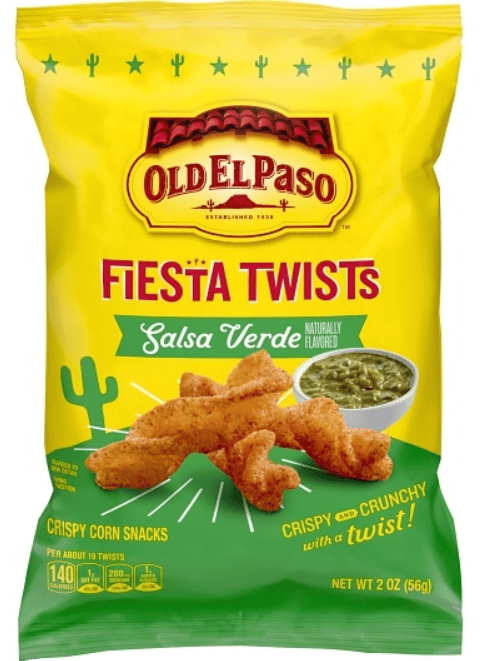 CANADA - Chips - Old El Paso - Fiesta Twist - Salsa Verde 2oz (56g) x 6 units (chips bags may be deflated during shipping)