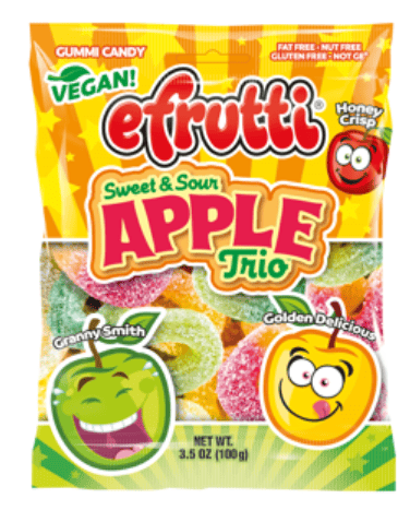 GERMANY - efrutti Apple Trio Peg Bag - 3.5oz (99g) x 12 units