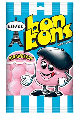 EIFFEL BONBONS CHEWY CANDY Peg Bag - STRAWBERRY 4oz x 12 units
