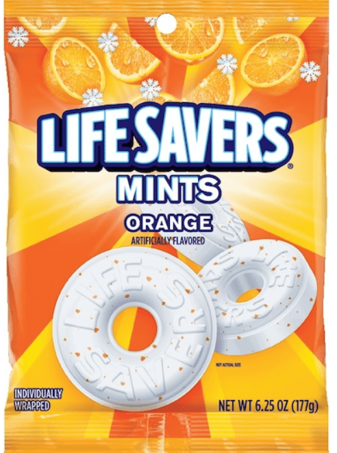 US - Peg Bag - Lifesavers - Orange Mints 6.25oz (177g)  x 12 Units