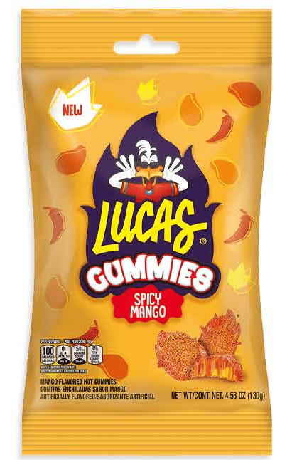 MEXICO - Peg Bag - Lucas Spicy - Mango Gummies 4.58oz (130g) x 12 units