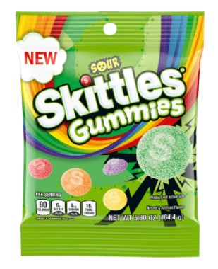 US - PEG BAG - SKITTLES GUMMIES - SOUR 5.80OZ (164G) X 12 UNITS