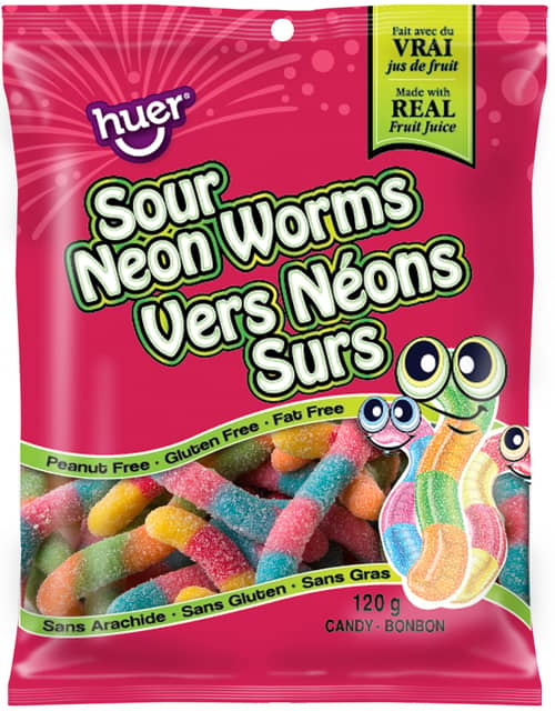 Peg - Huer - 120g - Neon Worms - SOUR x 24 units