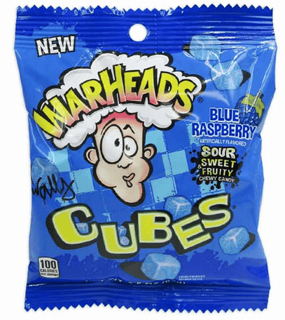 US - Peg Bag - Warheads Cubes - Blue Raspberry 3.5oz x 12 units