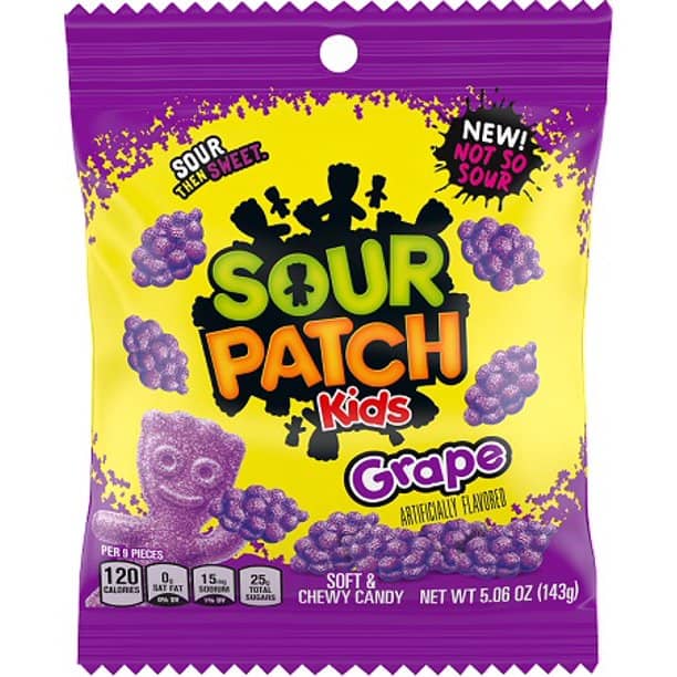 (S1-11) Sour Patch Kids - Grape Peg Bag 3.58oz (102g) x 12 Units