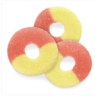Bulk - Albanese Gummi Rings - Pink and Yellow - Strawberry Banana Rings 4.5lb(2.04kg) x 1 Bag