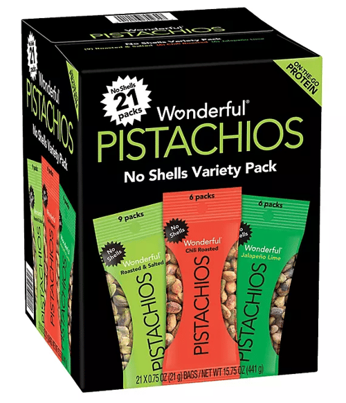 Wonderful Pistachios No Shells - Variety Pack 0.75 Ounce x 21 units