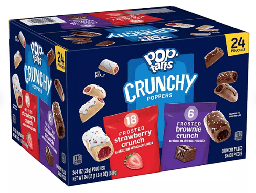 Pop Tarts - CRUNCHY POPPERS 1OZ X 24 POUCHES (18XSTRAWBERRY + 6 XBROWNIE CRUNCH)