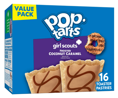 US - Pop Tarts - Girl Scout Frosted Coconut Caramel (16 Toasters) 27oz (765g) x 1 Box (Boxes with minor damage due to shipping)