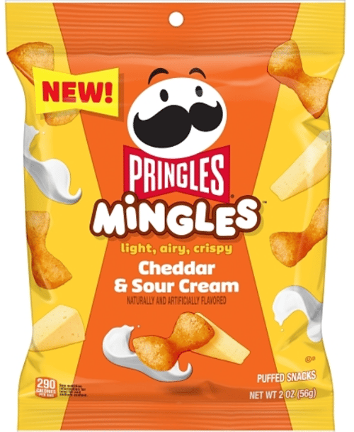 Chips - Pringles Mingles - Cheddar & Sour Cream 2oz (56g) x 6 bags (chips bags may be deflated during shipping)