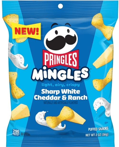 US - Chips - Pringles Mingles - Sharp White Cheddar & Ranch 2oz (56g) x 6 bags (chips bags may be deflated during shipping)