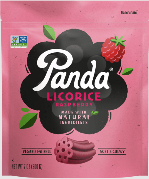 Panda Natural RASPBERRY Licorice Chews Bag 7.0 oz x 8 units