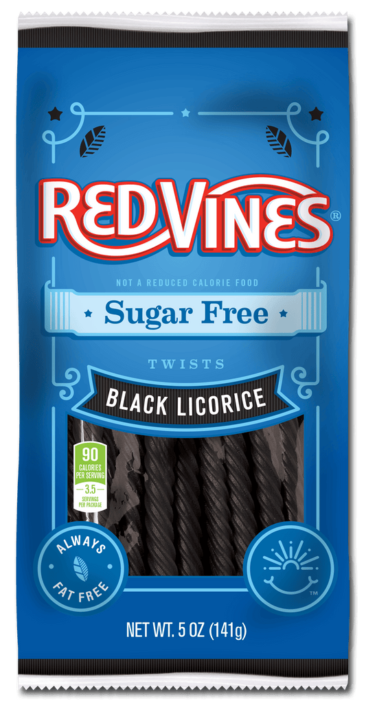 (S7-10) Sugar Free - Red Vines Black Licorice Peg Bag 5oz (142g) 12 units