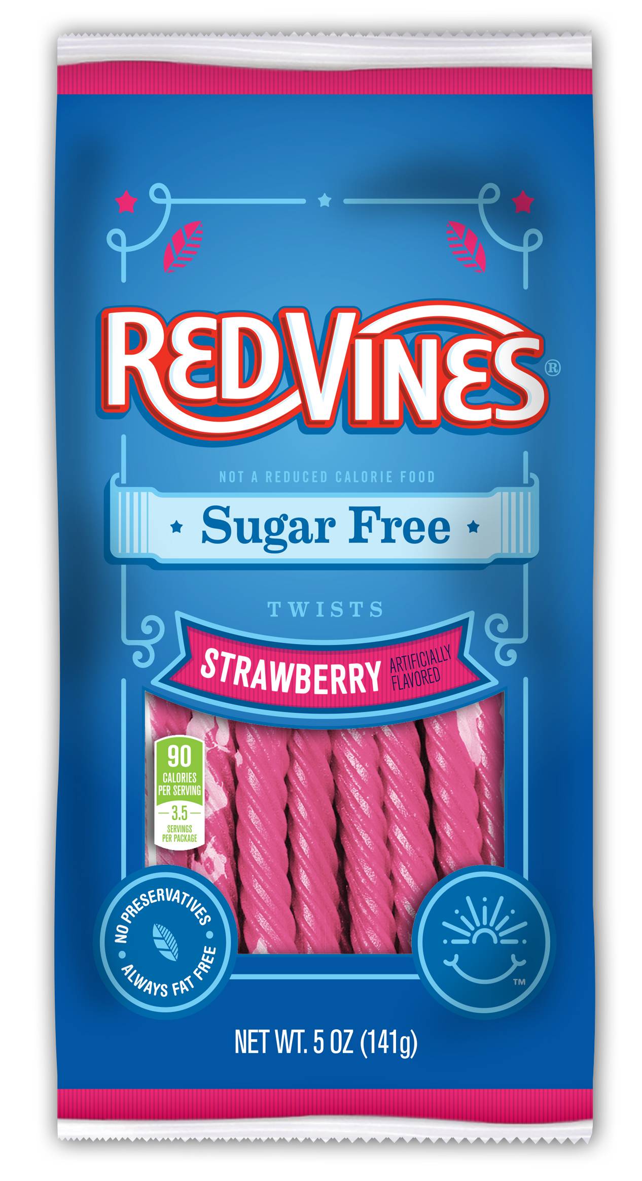 (S7-10) Sugar Free - Red Vines Strawberry Twists Peg Bag  5oz (142g) 12 units